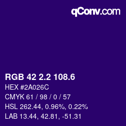 カラーコード: RGB 42 2.2 108.6 | qconv.com