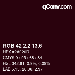 カラーコード: RGB 42 2.2 13.6 | qconv.com