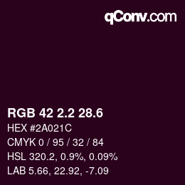 カラーコード: RGB 42 2.2 28.6 | qconv.com