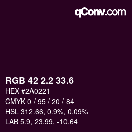 カラーコード: RGB 42 2.2 33.6 | qconv.com