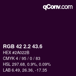 カラーコード: RGB 42 2.2 43.6 | qconv.com