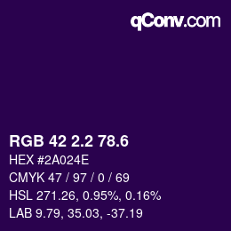 カラーコード: RGB 42 2.2 78.6 | qconv.com