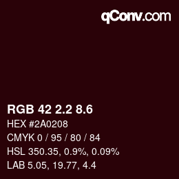 カラーコード: RGB 42 2.2 8.6 | qconv.com