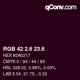 カラーコード: RGB 42 2.6 23.6 | qconv.com