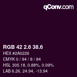 カラーコード: RGB 42 2.6 38.6 | qconv.com