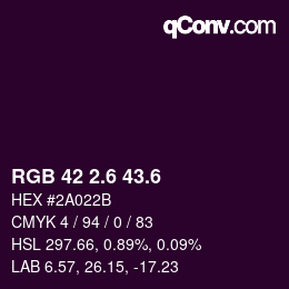 カラーコード: RGB 42 2.6 43.6 | qconv.com