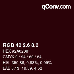 カラーコード: RGB 42 2.6 8.6 | qconv.com