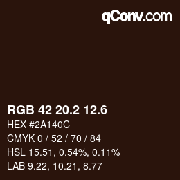 カラーコード: RGB 42 20.2 12.6 | qconv.com