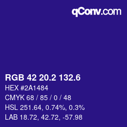カラーコード: RGB 42 20.2 132.6 | qconv.com
