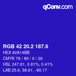 カラーコード: RGB 42 20.2 187.6 | qconv.com