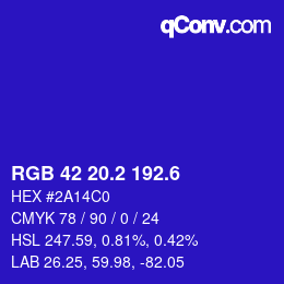 カラーコード: RGB 42 20.2 192.6 | qconv.com