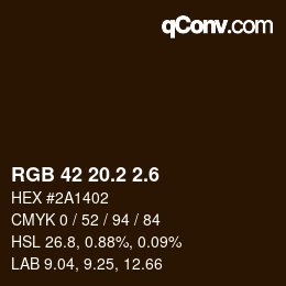 カラーコード: RGB 42 20.2 2.6 | qconv.com