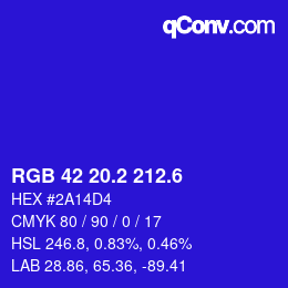 カラーコード: RGB 42 20.2 212.6 | qconv.com
