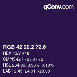 カラーコード: RGB 42 20.2 72.6 | qconv.com
