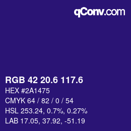 カラーコード: RGB 42 20.6 117.6 | qconv.com