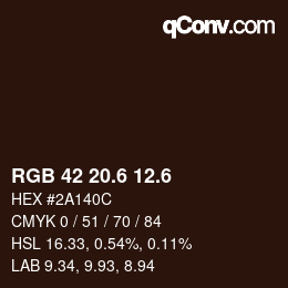 カラーコード: RGB 42 20.6 12.6 | qconv.com
