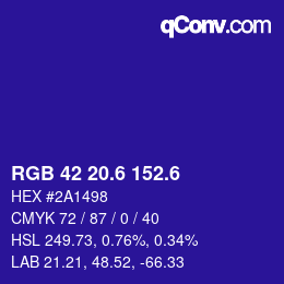 カラーコード: RGB 42 20.6 152.6 | qconv.com
