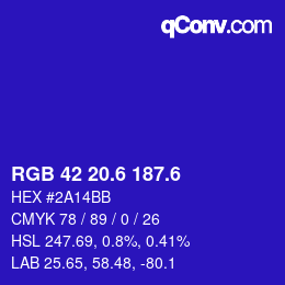 カラーコード: RGB 42 20.6 187.6 | qconv.com