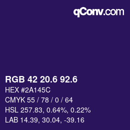カラーコード: RGB 42 20.6 92.6 | qconv.com