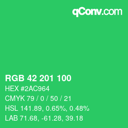 Color code: RGB 42 201 100 | qconv.com