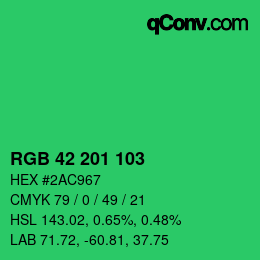 Color code: RGB 42 201 103 | qconv.com