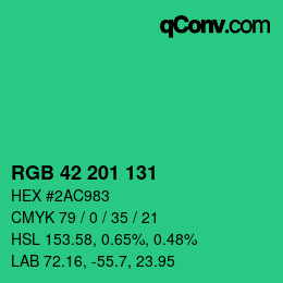 Color code: RGB 42 201 131 | qconv.com