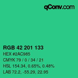 Color code: RGB 42 201 133 | qconv.com