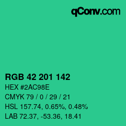 Color code: RGB 42 201 142 | qconv.com