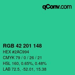 Color code: RGB 42 201 148 | qconv.com