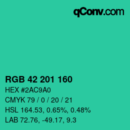 Color code: RGB 42 201 160 | qconv.com