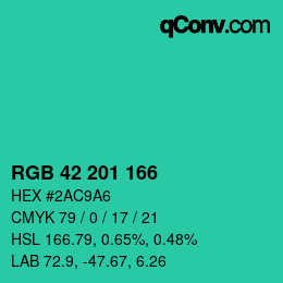 Color code: RGB 42 201 166 | qconv.com