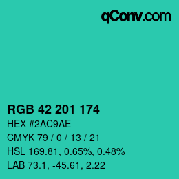 Farbcode: RGB 42 201 174 | qconv.com