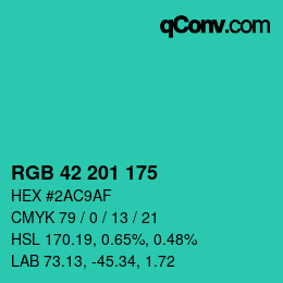 Color code: RGB 42 201 175 | qconv.com