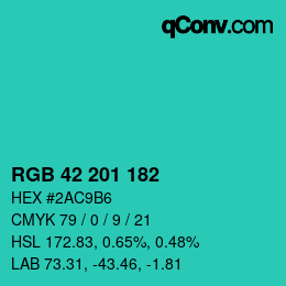 Color code: RGB 42 201 182 | qconv.com