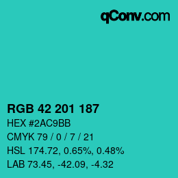 Color code: RGB 42 201 187 | qconv.com