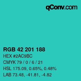 Color code: RGB 42 201 188 | qconv.com