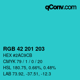 Color code: RGB 42 201 203 | qconv.com