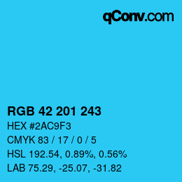 Color code: RGB 42 201 243 | qconv.com