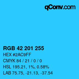 Color code: RGB 42 201 255 | qconv.com
