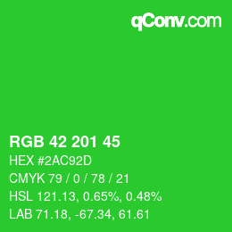 Color code: RGB 42 201 45 | qconv.com