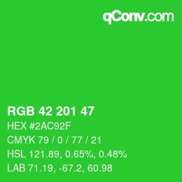 Color code: RGB 42 201 47 | qconv.com