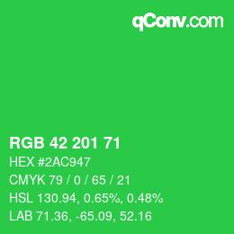 Color code: RGB 42 201 71 | qconv.com