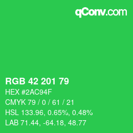 Color code: RGB 42 201 79 | qconv.com