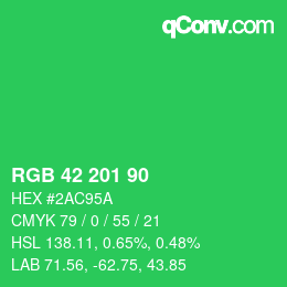 Color code: RGB 42 201 90 | qconv.com