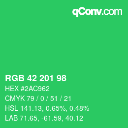 Color code: RGB 42 201 98 | qconv.com