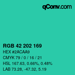 Color code: RGB 42 202 169 | qconv.com