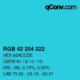 Color code: RGB 42 204 222 | qconv.com