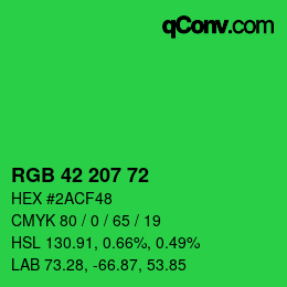 Color code: RGB 42 207 72 | qconv.com