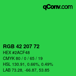 Color code: RGB 42 207 72 | qconv.com