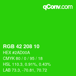 Color code: RGB 42 208 10 | qconv.com